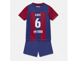 Barcelona Paez Gavi #6 Domaci Dres za Dječji 2023-24 Kratak Rukavima (+ kratke hlače)